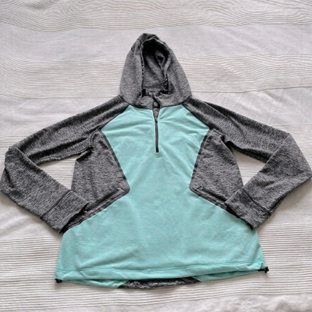Sweaty Betty Aqua and Gray Hoodie Size Medium